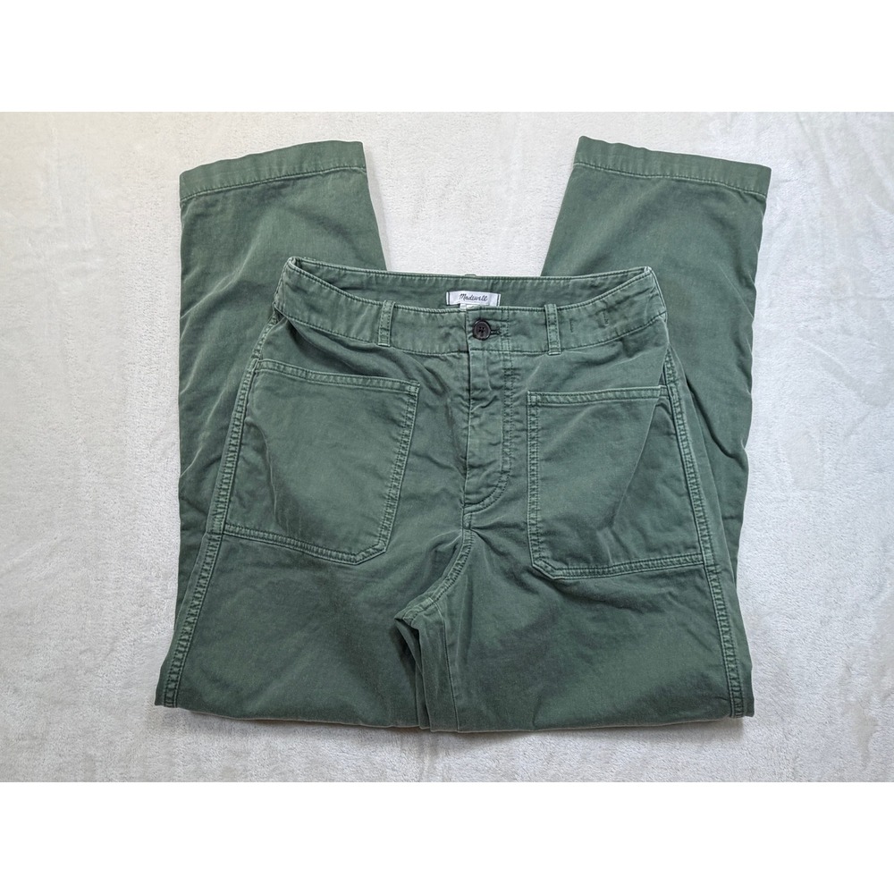 Madwell Green Utility Straight Leg Pants Women 4 Excellent